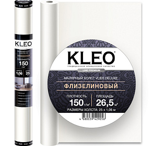 VLIES Deluxe 150/25 Kleo Флизелиновый холст VLIES Deluxe 150/25 для спальни для гостиной для кабинета для загородного дома для комнаты для прихожей белый